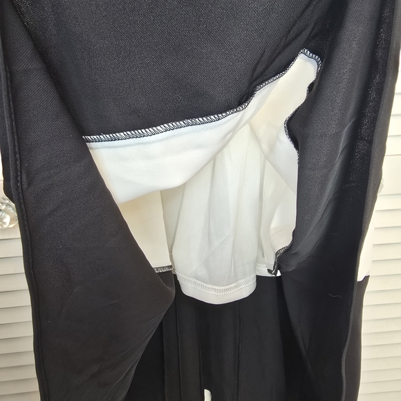 GRACIA Cutout Maxi Dress Bold Stripe Hi-Low Hem B&W Sz Large Gown Mod Minimalist - Picture 4 of 16